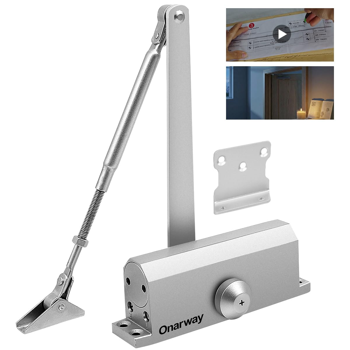 Onarway Automatic Door Closer – Aluminum Alloy Hydraulic Closer, 43-58kg