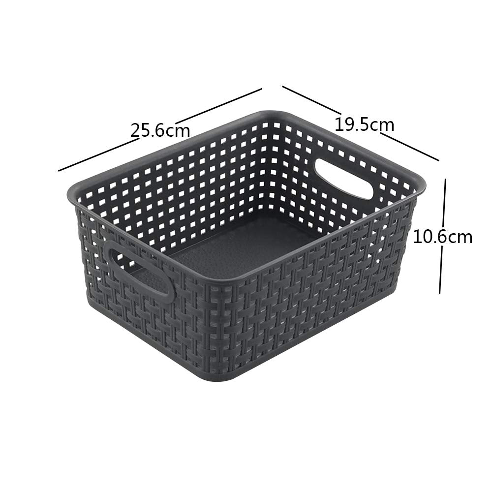 Leendines Grey Plastic Weave Basket, 6 Packs Storage Baskets for Kitchen - image 3