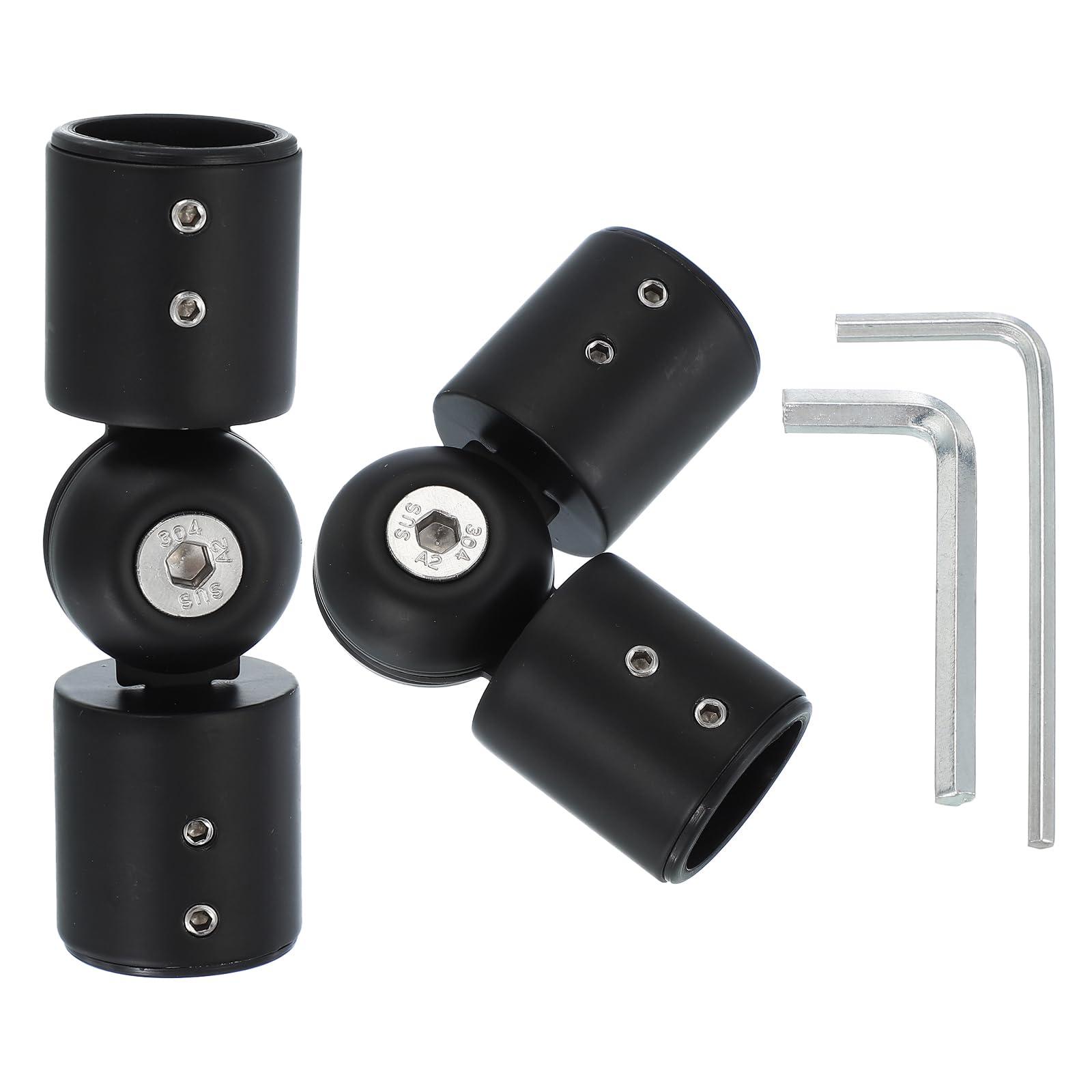 PATIKIL 2-Pack Adjustable Stainless Steel Curtain Rod Corner Connector, 1"