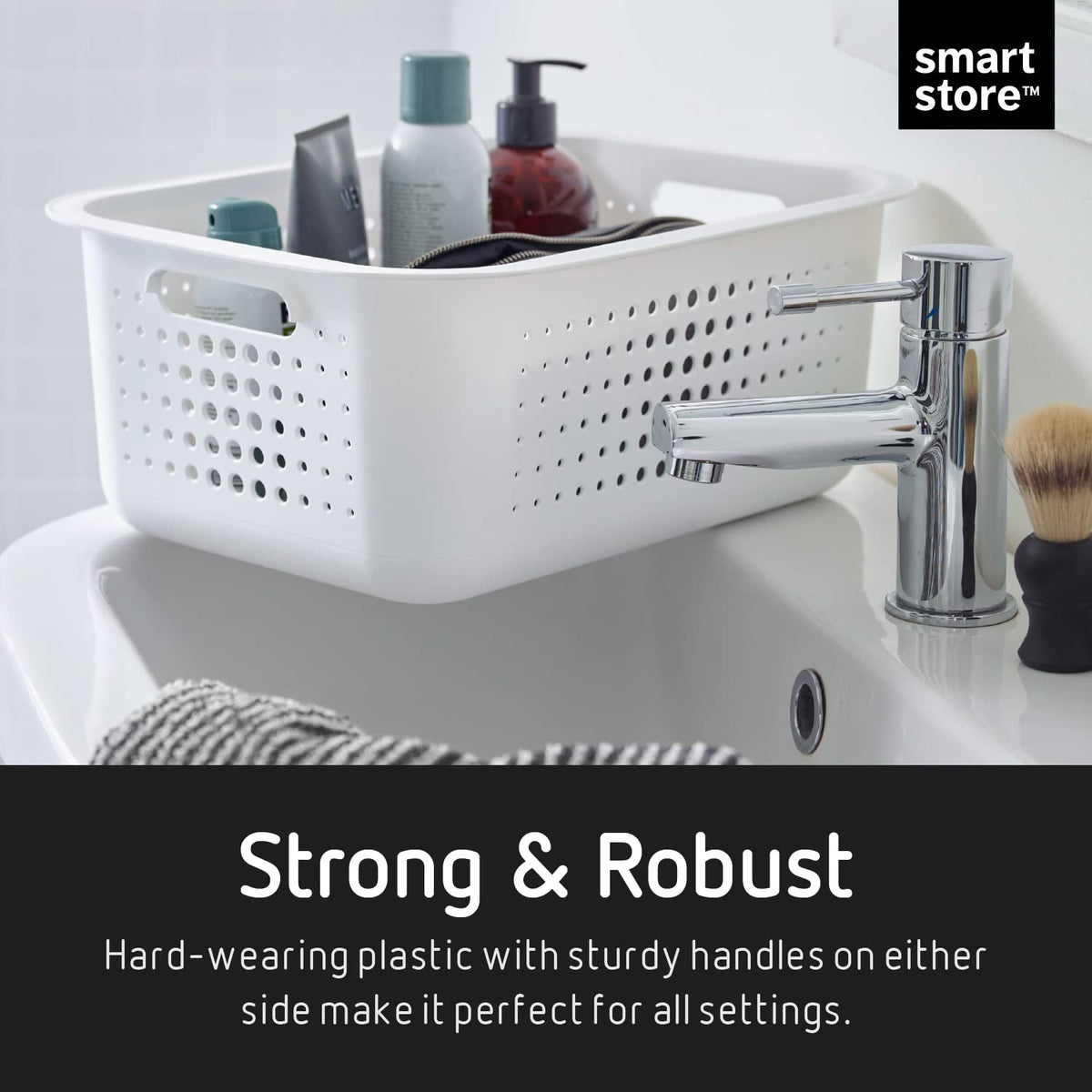 SmartStore 10L Recycled Plastic Storage Basket with handles - Taupe - Sustainable, Stackable and Nestable - 10 Year Guarantee - Medium basket - image 5