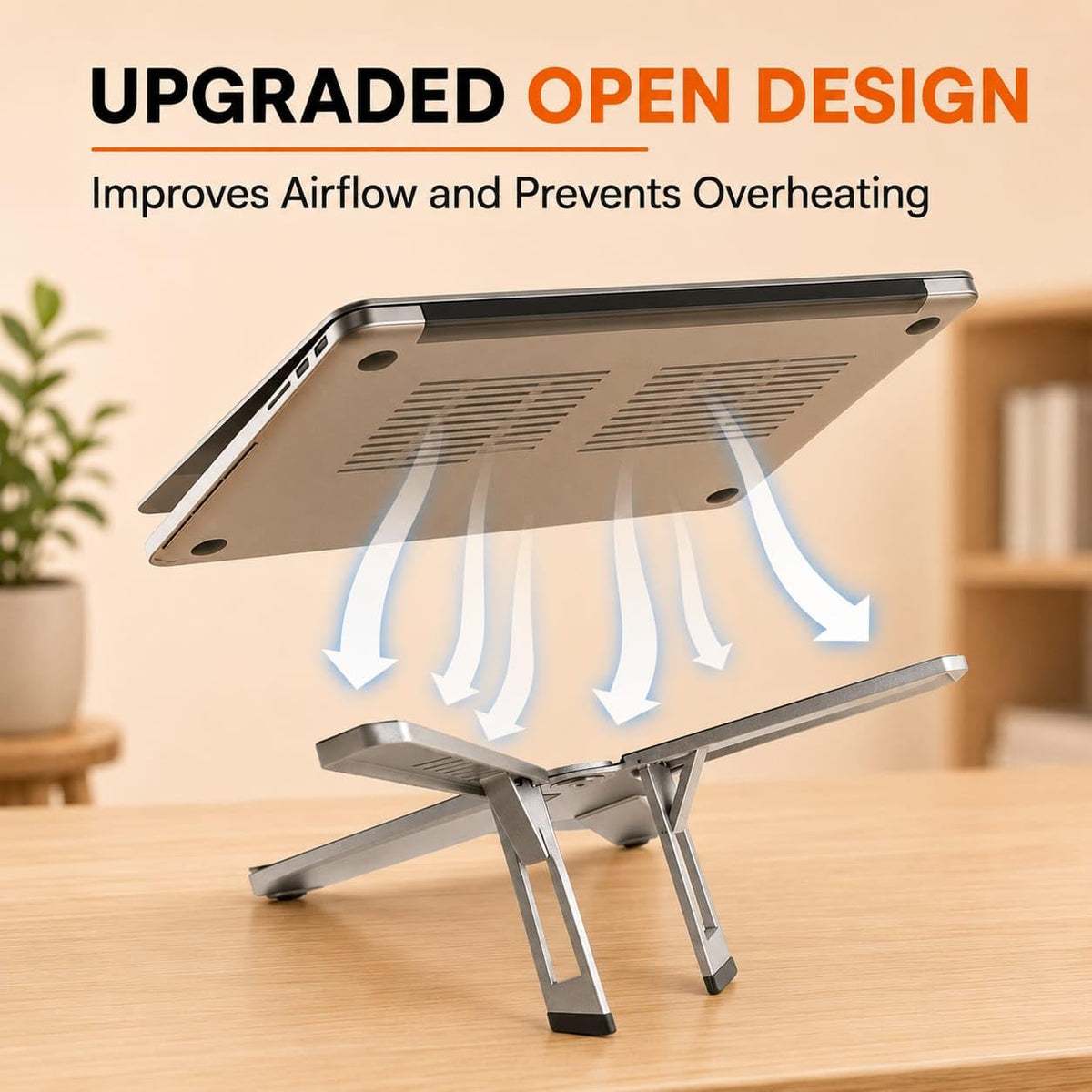 MAZALAK Laptop Stand for Desk, Foldable Aluminium Laptop Riser, Portable Height Adjustable Computer Stand, Ergonomic Holder Compatible with MacBook - image 5