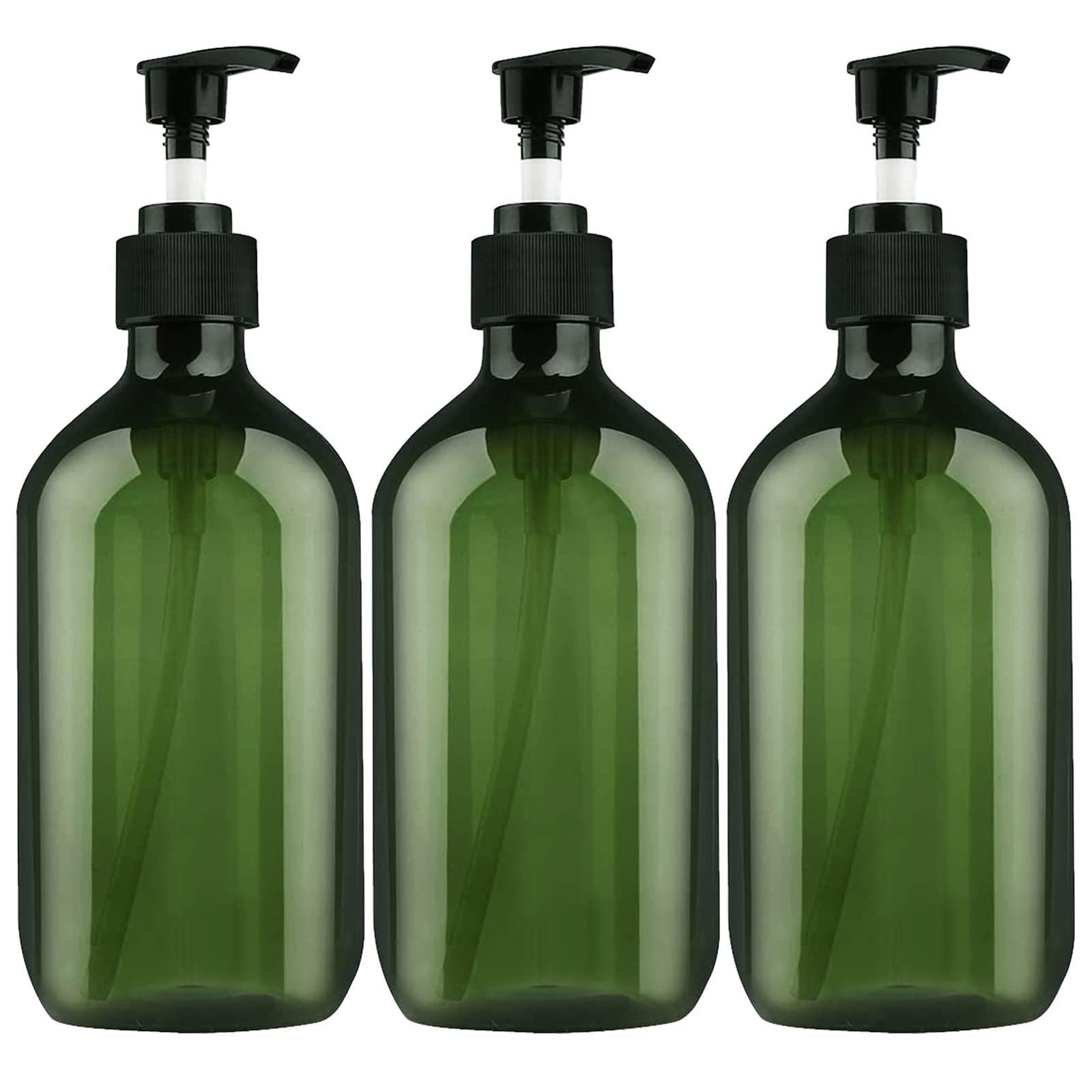 3-Pack Green Pump Bottle Dispenser | 16.9oz Refillable PET