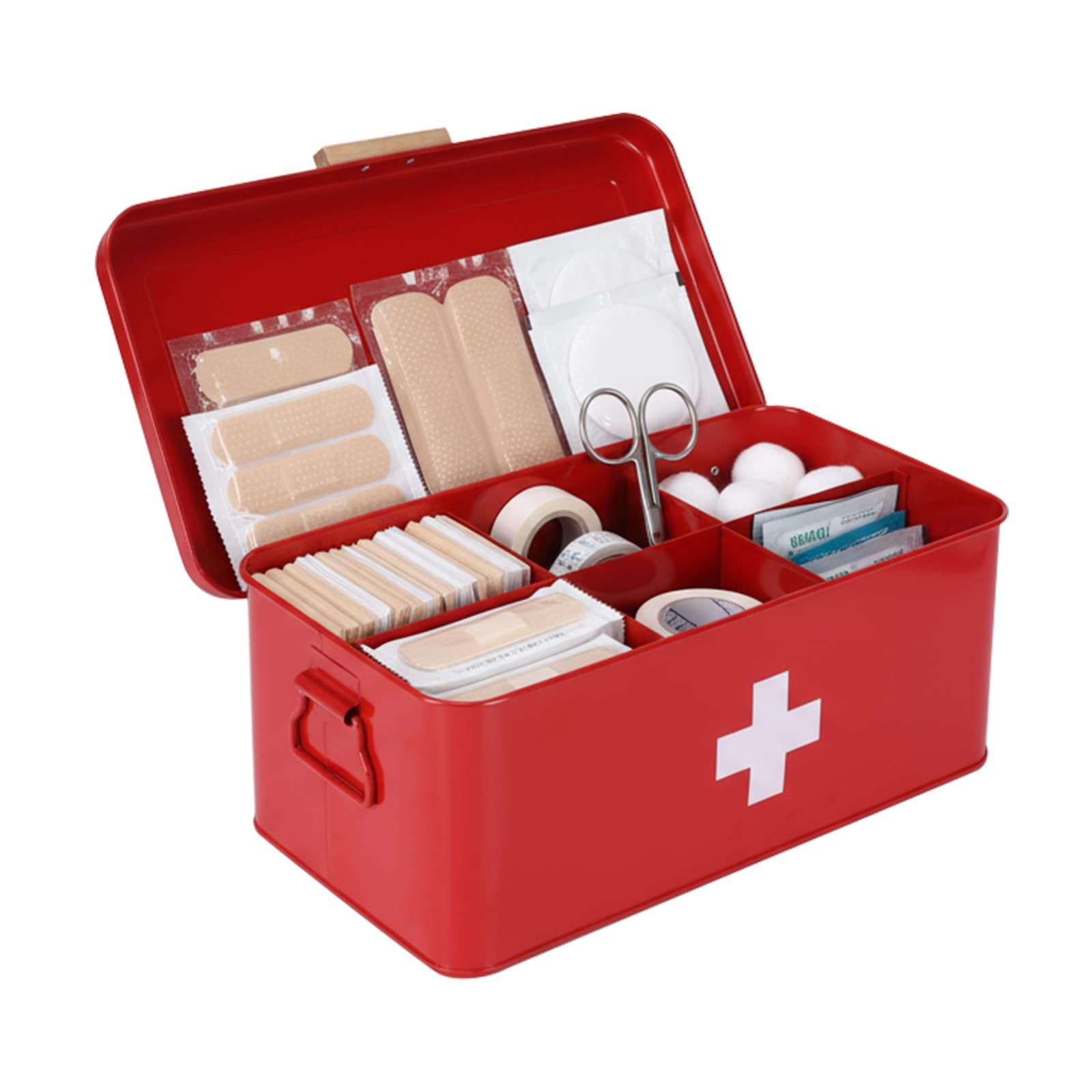 Punorric Metal First Aid Box – 4 Compartment Medicine Storage Organiser