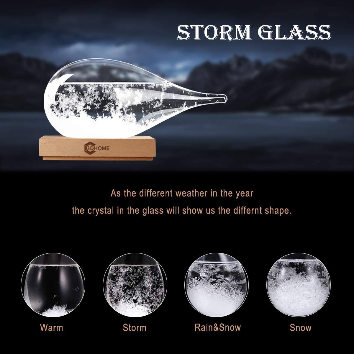 Jolof Store Storm Glass Weather Station – Water Drop Desktop Barometer
