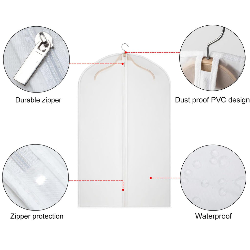 Univivi 20 Pack Garment Bags – Breathable PEVA Suit Covers for Travel