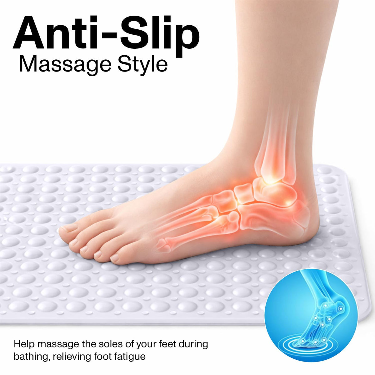 MOONLIGHT20015 Shower Bath Mat Non Slip Anti Mould & Mildew with Strong Suction Cups Grip and Drain Holes Soft Rubber Shower Mats - image 4