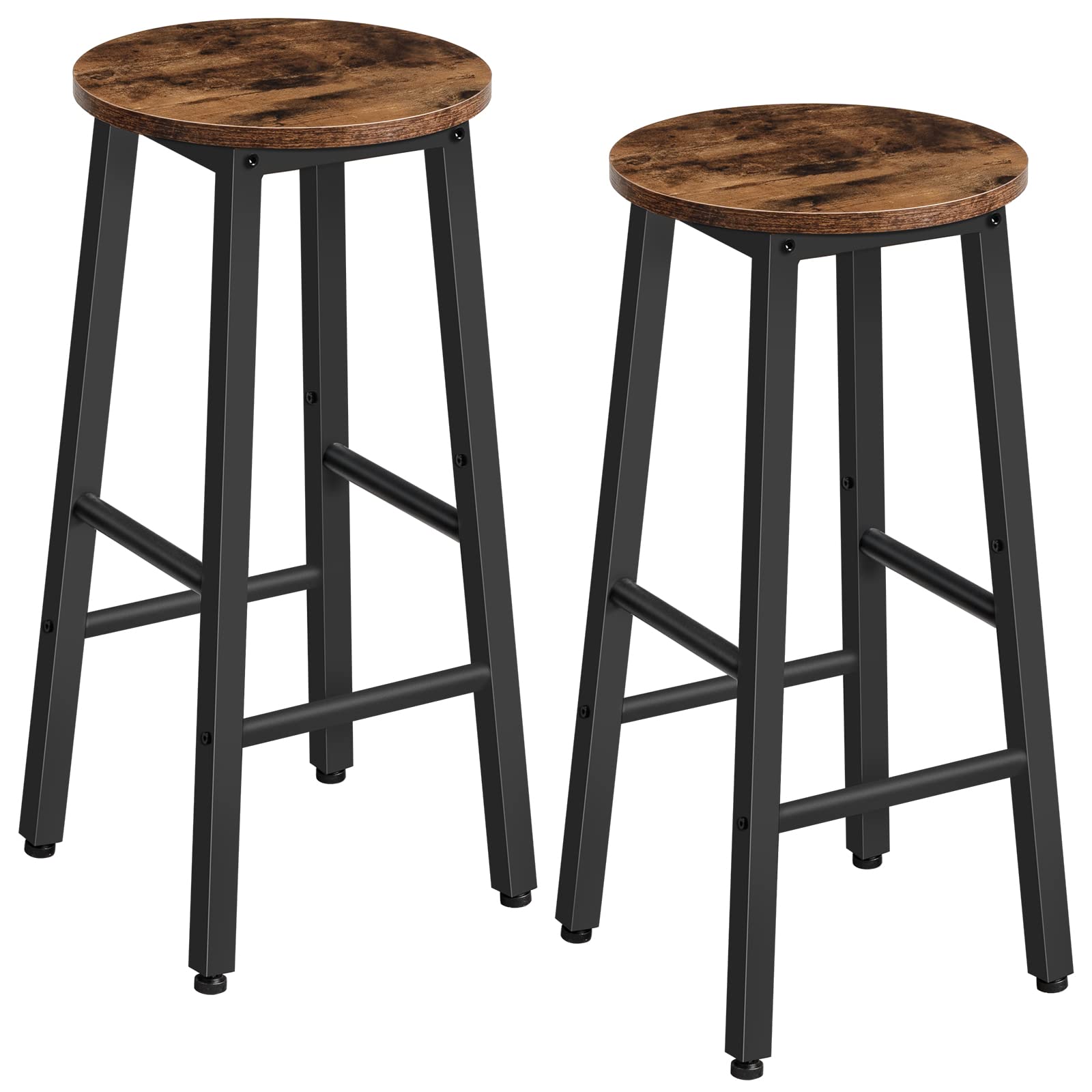 HOOBRO Industrial Bar Stools Set of 2 – 63 cm Rustic Brown & Black