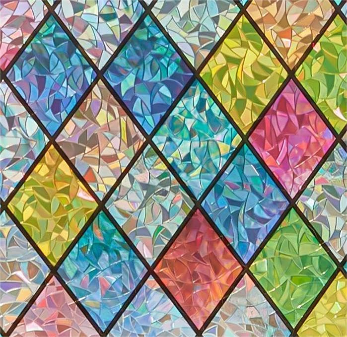 Lifetree 3D Rainbow Stained Glass Window Film | Crescent Privacy Vinyl