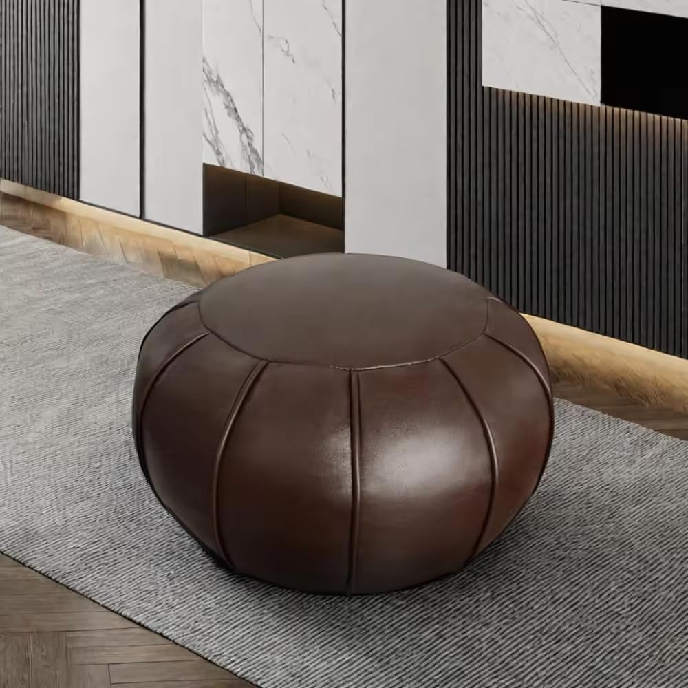 Louis Donné Premium Artisanal Leather Pouffe, Handmade Unstuffed Ottoman Pouf Cover, Footstool - image 1