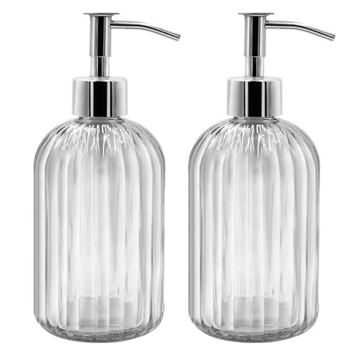 Jolof Store 2-Pack Glass Soap Dispenser | 14oz Refillable Hand Soap Jar