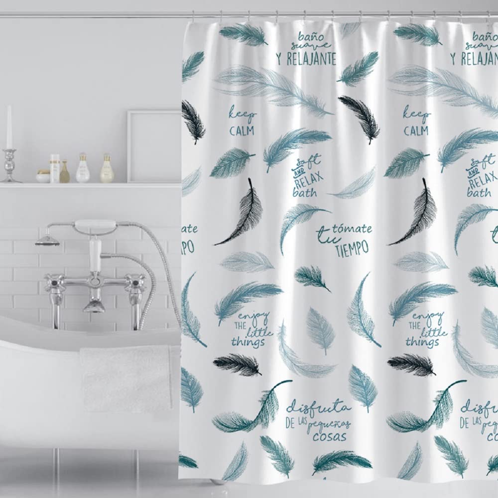 GONOVE Feathers Shower Curtain | 240x200cm Waterproof Polyester Fabric