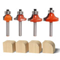 Sinoprotools 4Pcs Round Over Router Bit Set - 1/4" Shank Carbide Bits