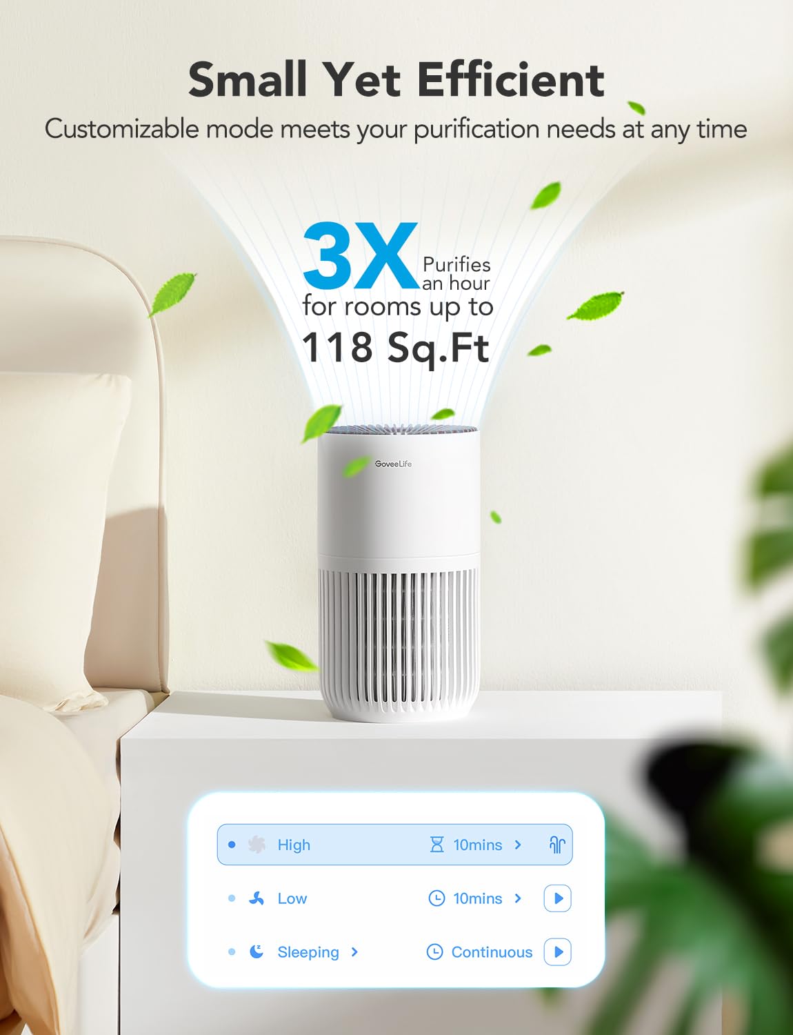 GoveeLife Mini Smart Air Purifier | HEPA Filter with App & Voice Control