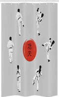 ABAKUHAUS Kung Fu Stall Shower Curtain | Karate Fabric Decor | 47" x 70"