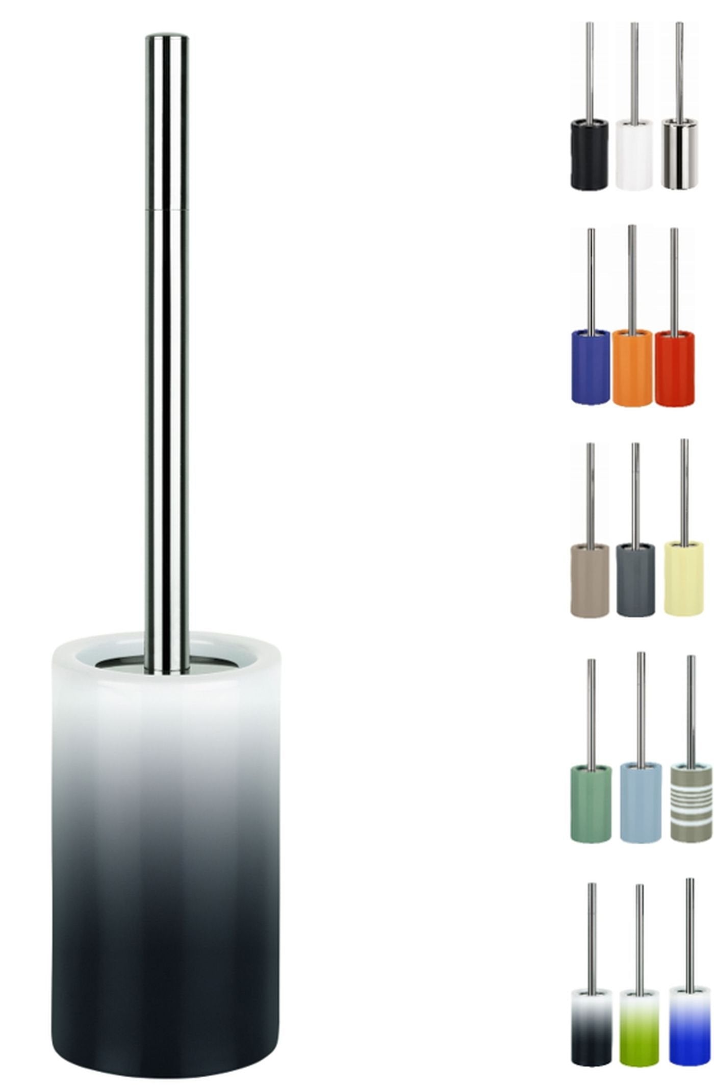 Spirella Tube Gradient Porcelain Toilet Brush – Black Bathroom WC Set
