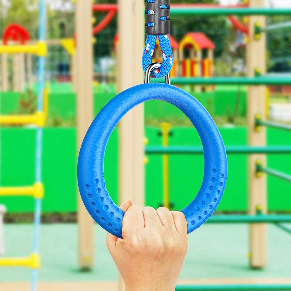 Dolibest 4-Pack Trapeze Rings | Blue Monkey Bar Grips for Swing Sets