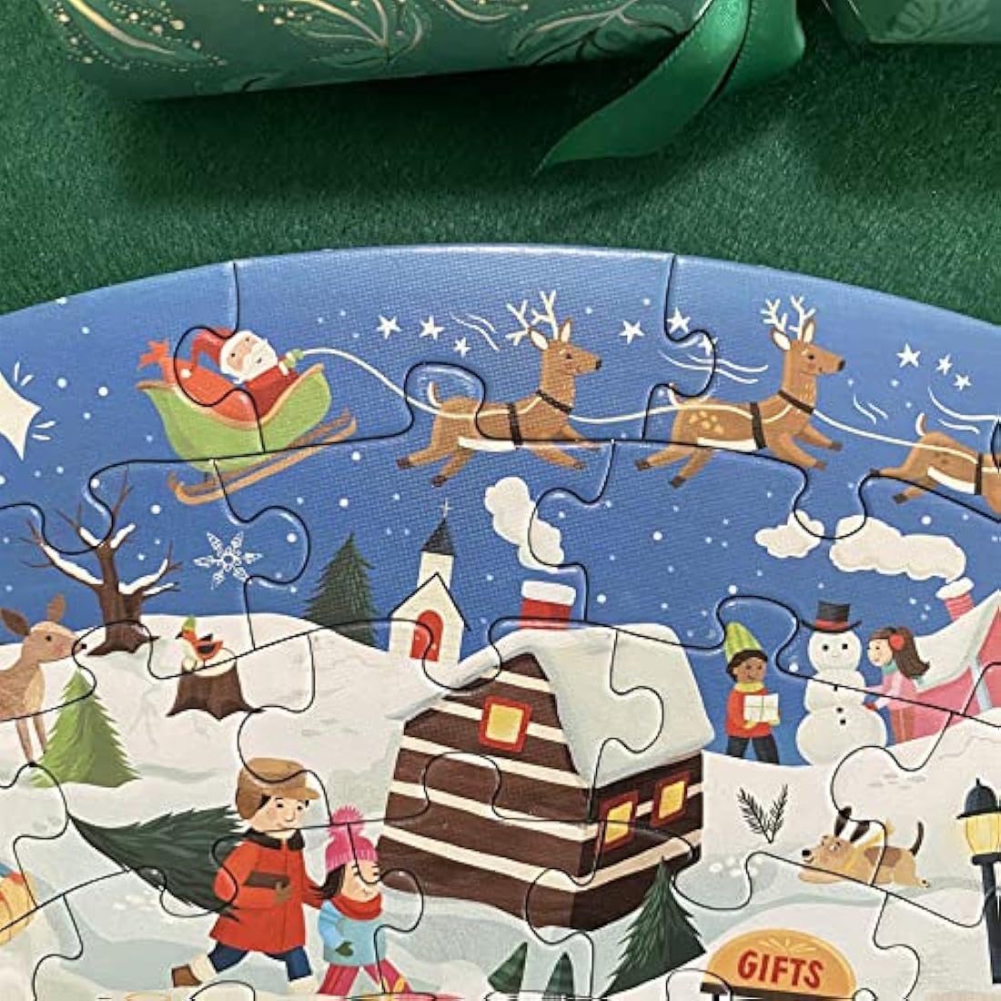 Boppi 150 Piece Round Christmas Jigsaw Puzzle for Kids - Recycled Card