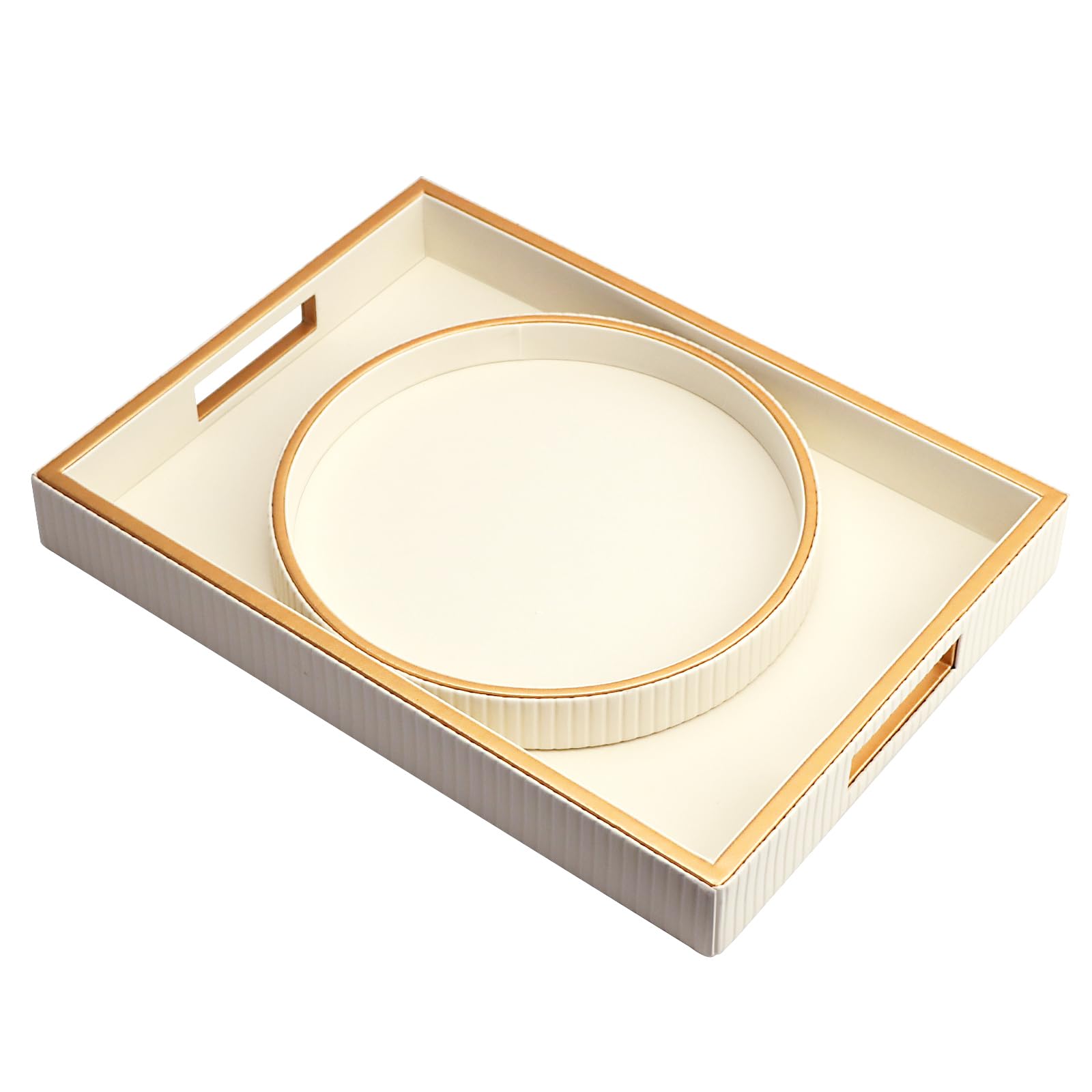 SANZIE Premium Leather Tray – White Desktop Storage Organizer Valet