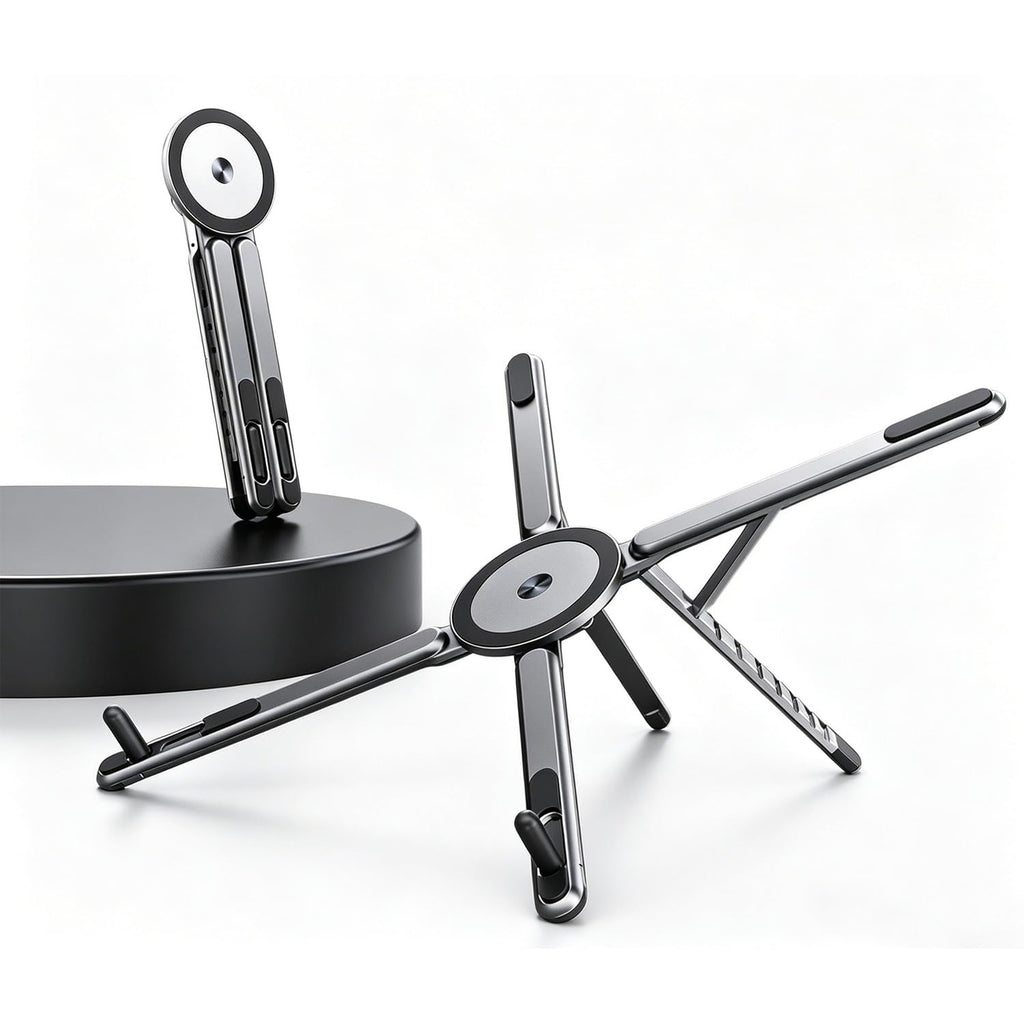 Beruth Adjustable Foldable Laptop Stand for Desk, MagSafe Compatible Aluminum Riser with N52 Magnetic Grip, Portable Holder for MacBook, iPad - image 2