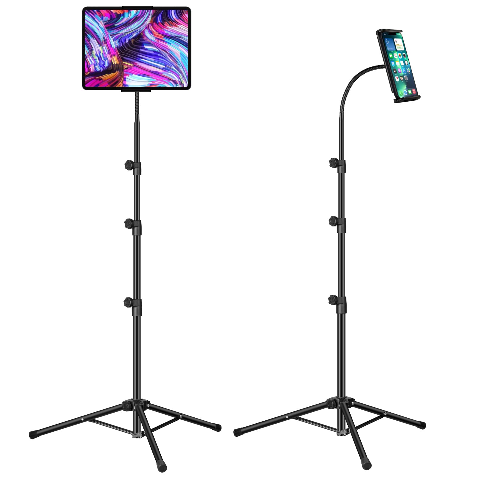 65-inch Gooseneck iPad Tripod Stand | 360° Floor Mount