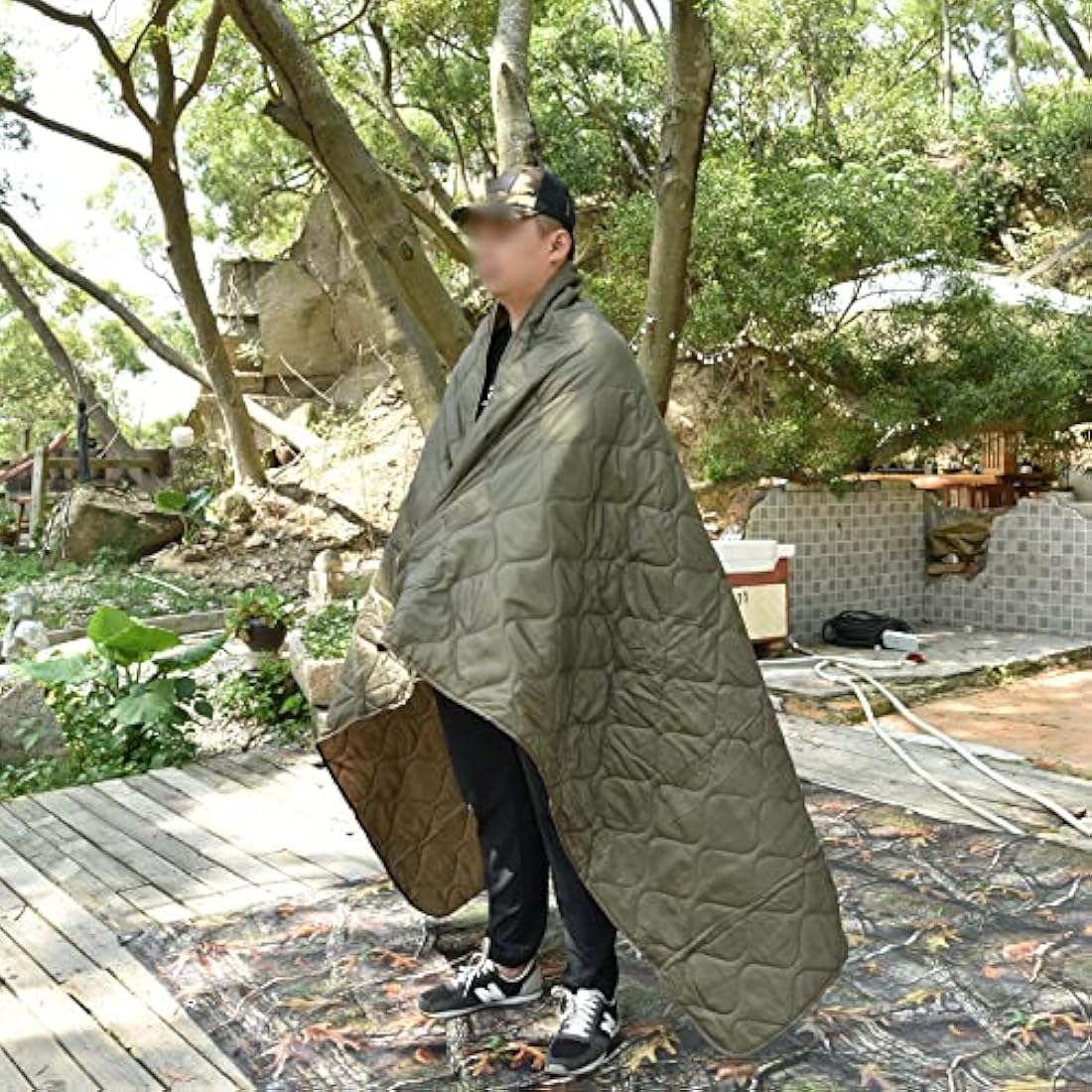Tongcamo Military Woobie Blanket – Waterproof Camo Poncho Liner for Camping