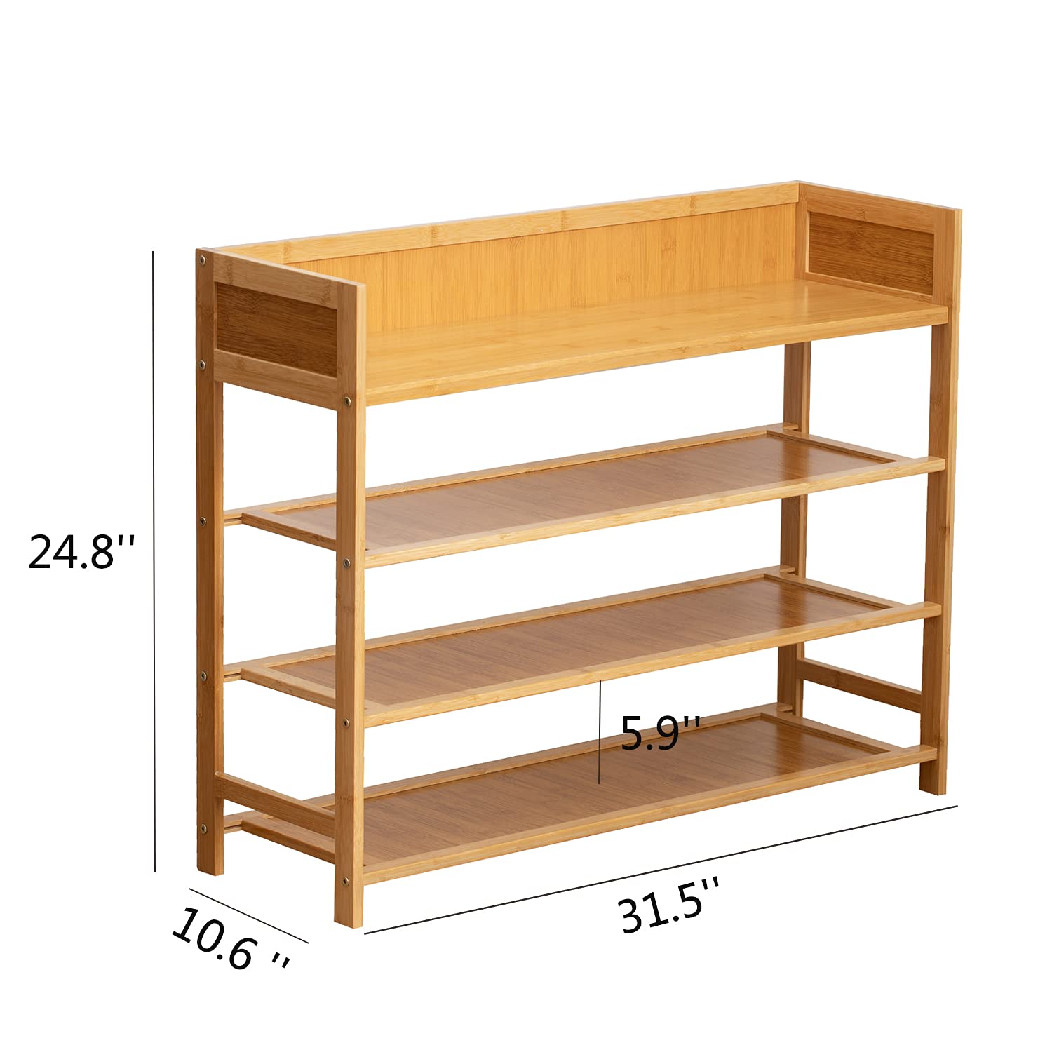 SOBIBO 4-Tier Bamboo Shoe Rack – 80cm Natural Wood Entryway Storage Shelf