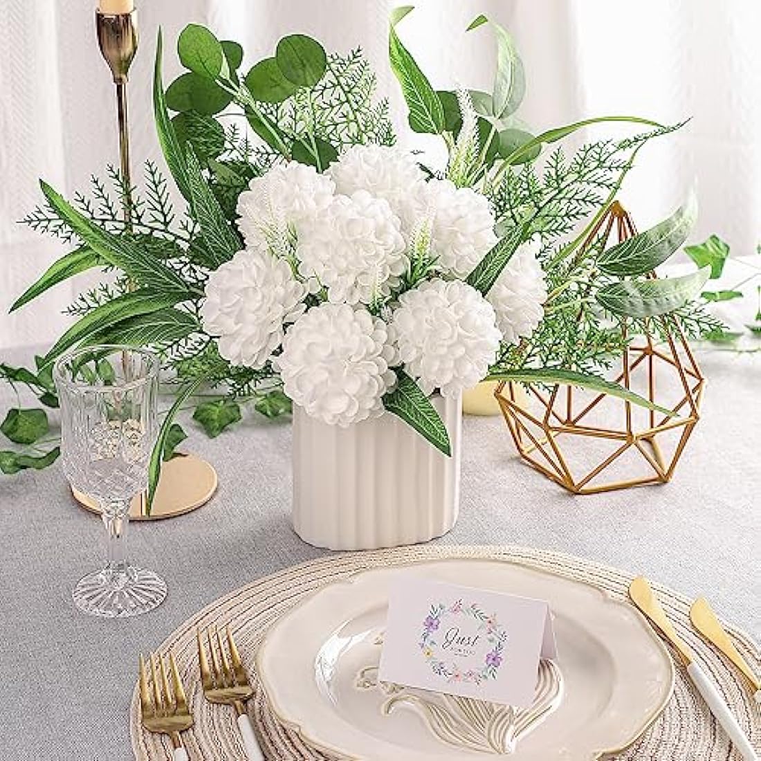 N&T NIETING 20pcs White Foam Dahlia Artificial Flowers for Wedding Decor