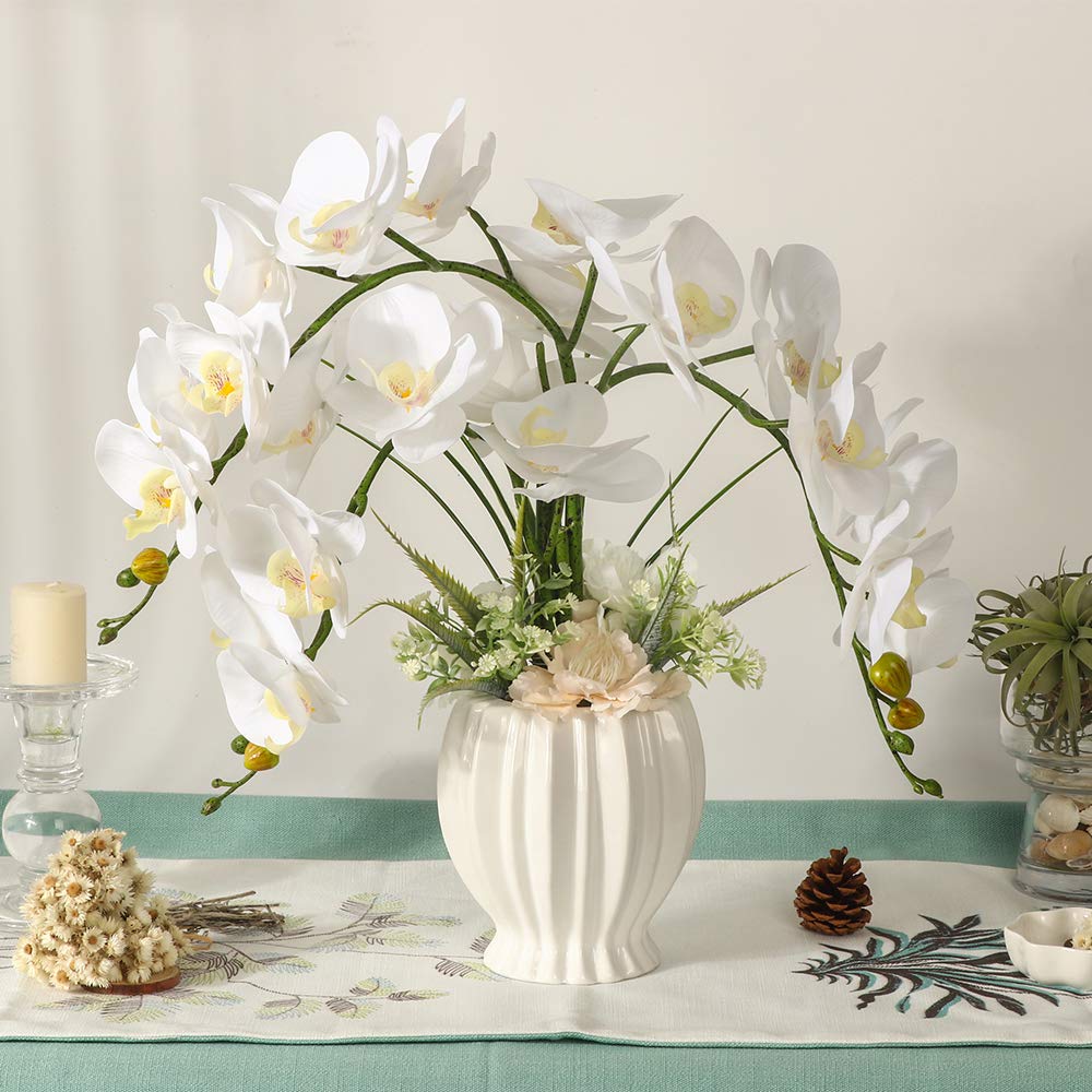 Real Touch Artificial White Orchid in Ceramic Vase - 15.5"