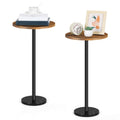 Smusei 2-Pack Round Side Table with Marble Base – Brown Coffee Table