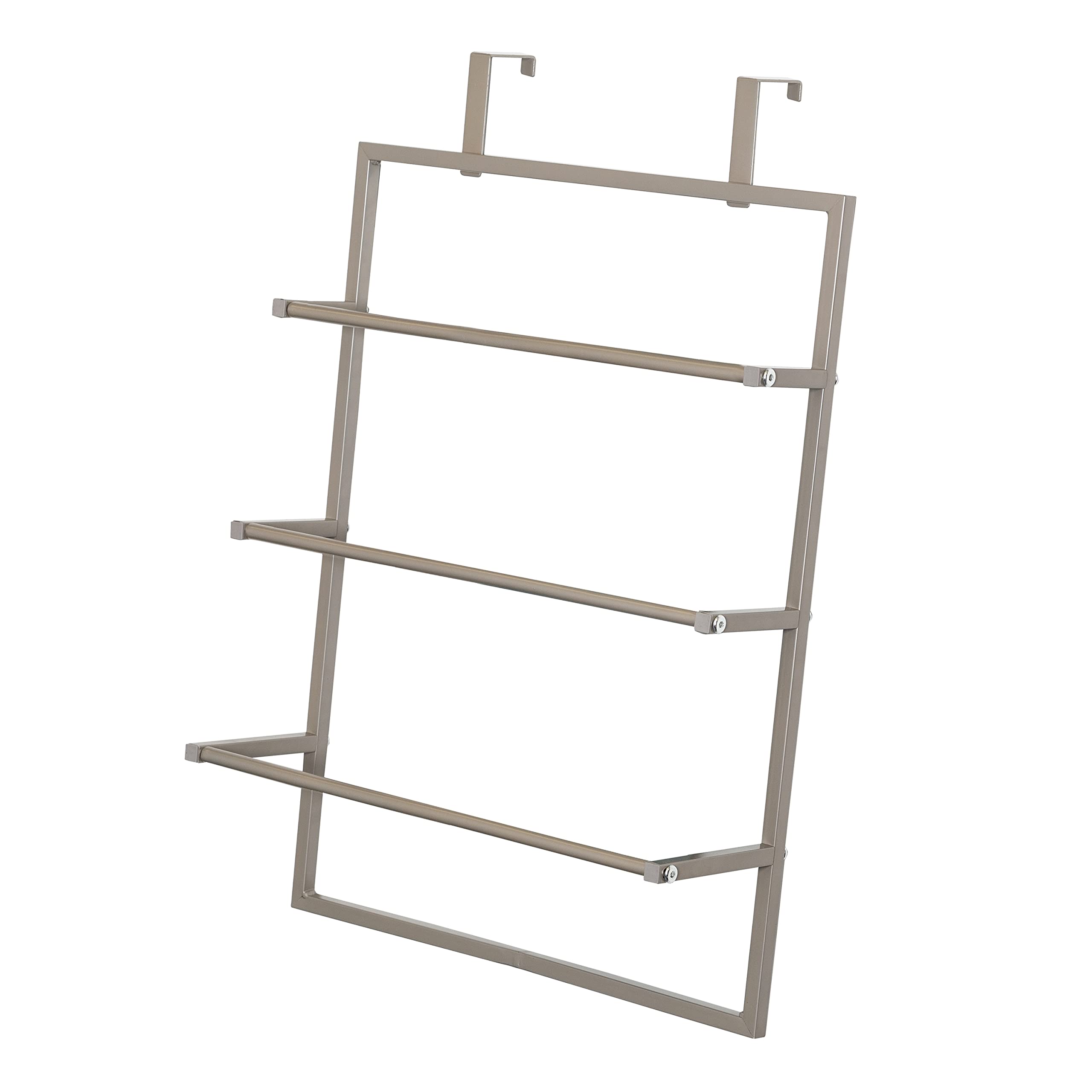 Honey-Can-Do Over-The-Door 3-Tier Towel Rack | Satin Nickel Steel