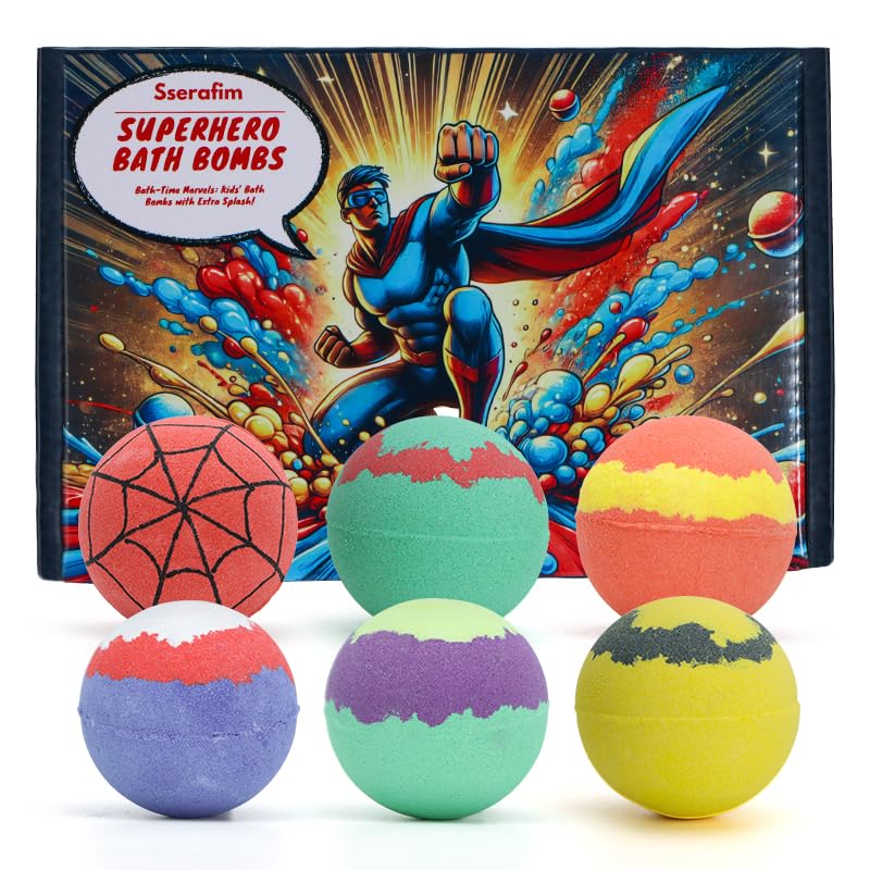 Superhero Bath Bomb Gift Set for Kids – 6 Handmade Fizzies
