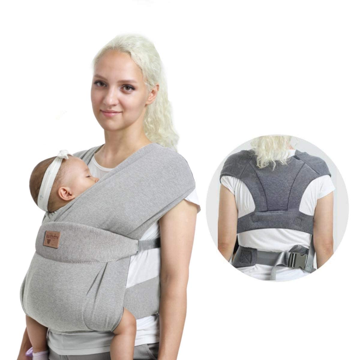 vrbabies Ergonomic Baby Carrier for Newborns – Extra Soft Light Grey