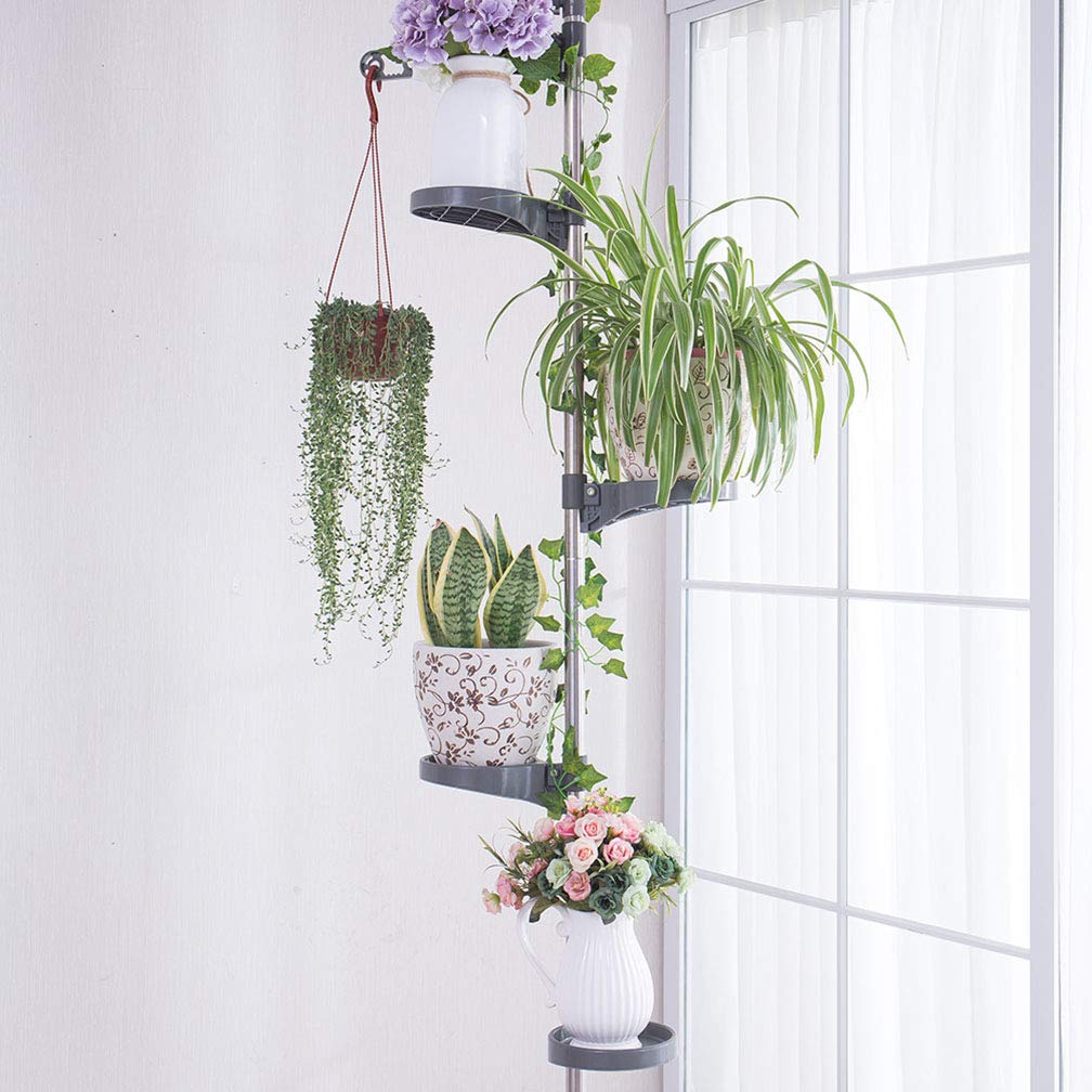 Hershii 5-Layer Tension Rod Plant Stand | Adjustable Corner Flower Rack
