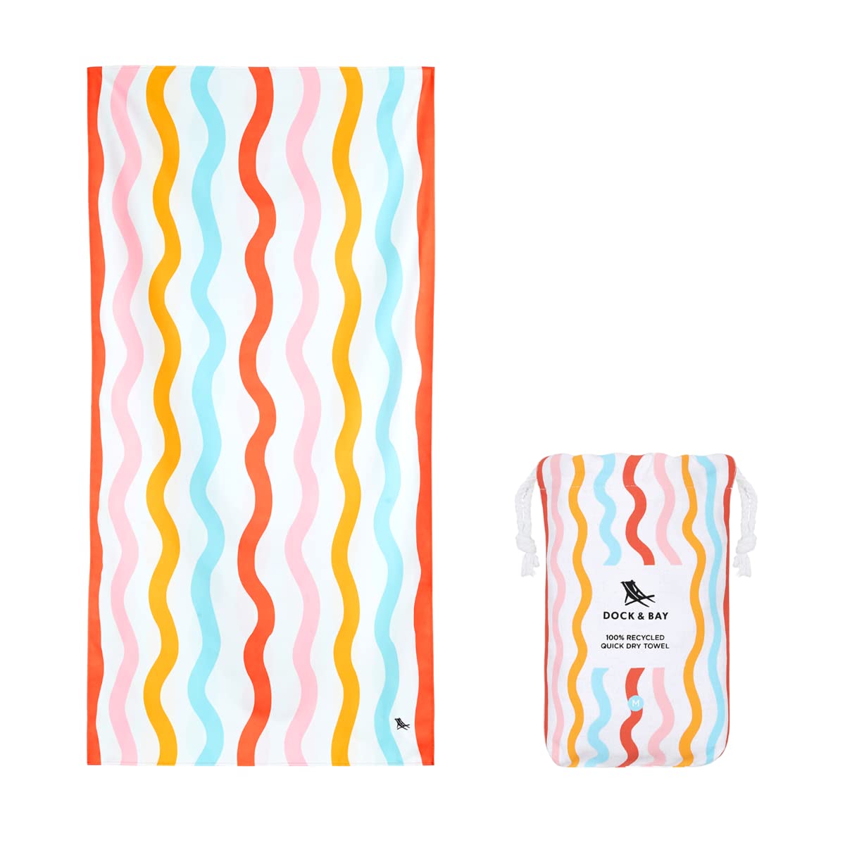 Dock & Bay Kids Quick Dry Sand Free Beach Towel | Squiggle Face, Medium