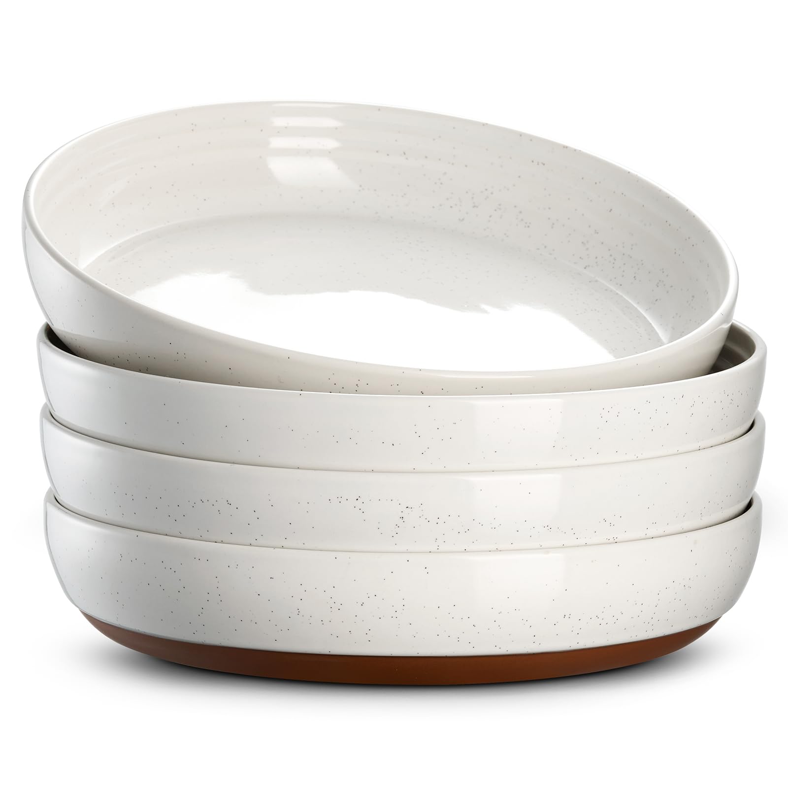 DOWAN Large Pasta Bowls Set of 4 | 9.75" Shallow Ceramic Dinner Plates