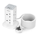 TESSAN 8-Way Tower Extension Lead 5M with USB C – Surge Protected