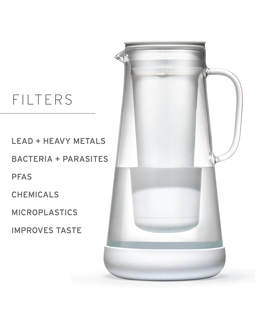 LifeStraw Home 7-Cup Glass Water Filter Pitcher with Silicone Base