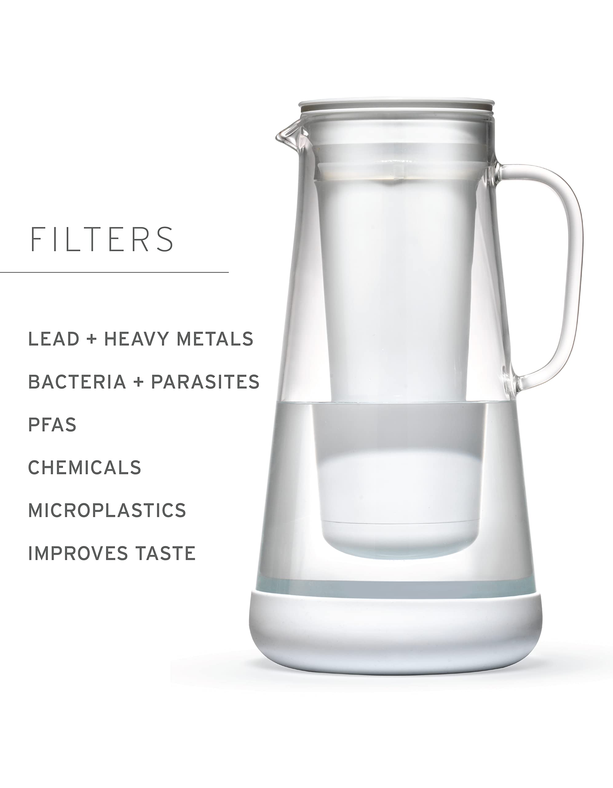 LifeStraw Home 7-Cup Glass Water Filter Pitcher with Silicone Base