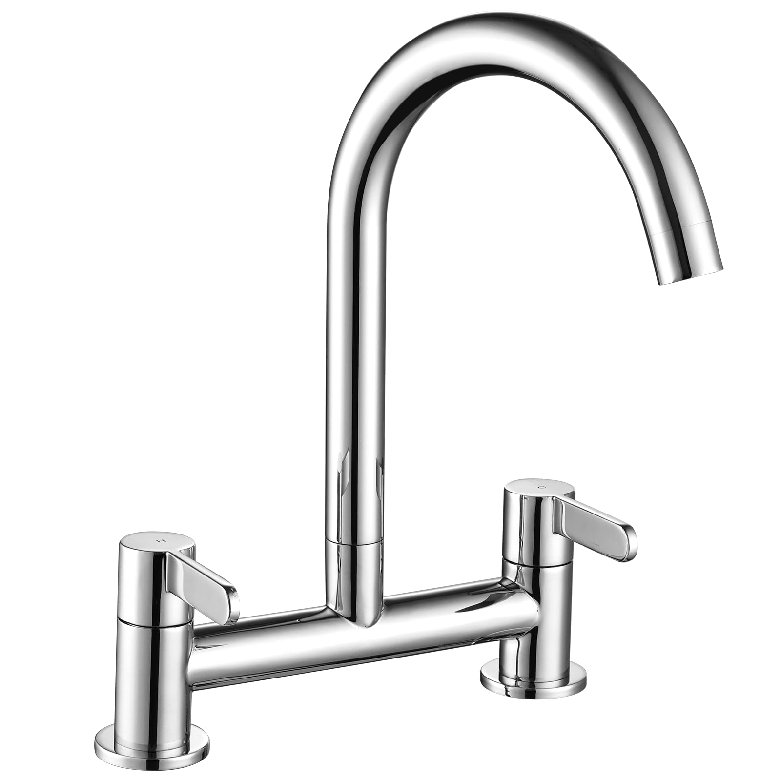 Traditional 2 Hole Bridge Kitchen Mixer Tap | Chrome Brass