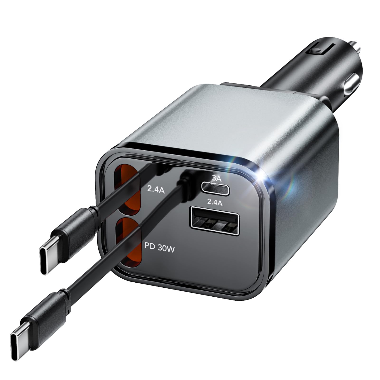 Aimtel 69W Retractable Car Charger | 4-in-1 USB-C Fast Charging Adapter