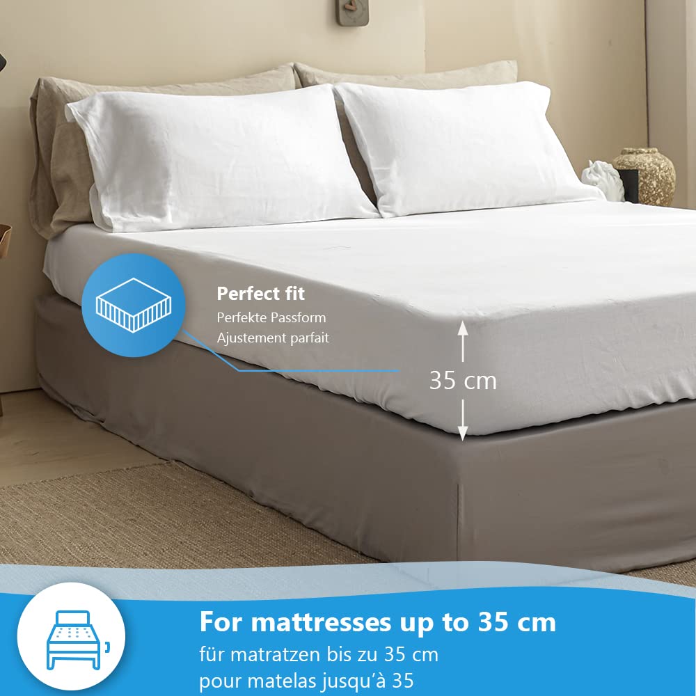Simple&Opulence 100% Pure Linen Fitted Sheet | 35cm Deep Pocket - King