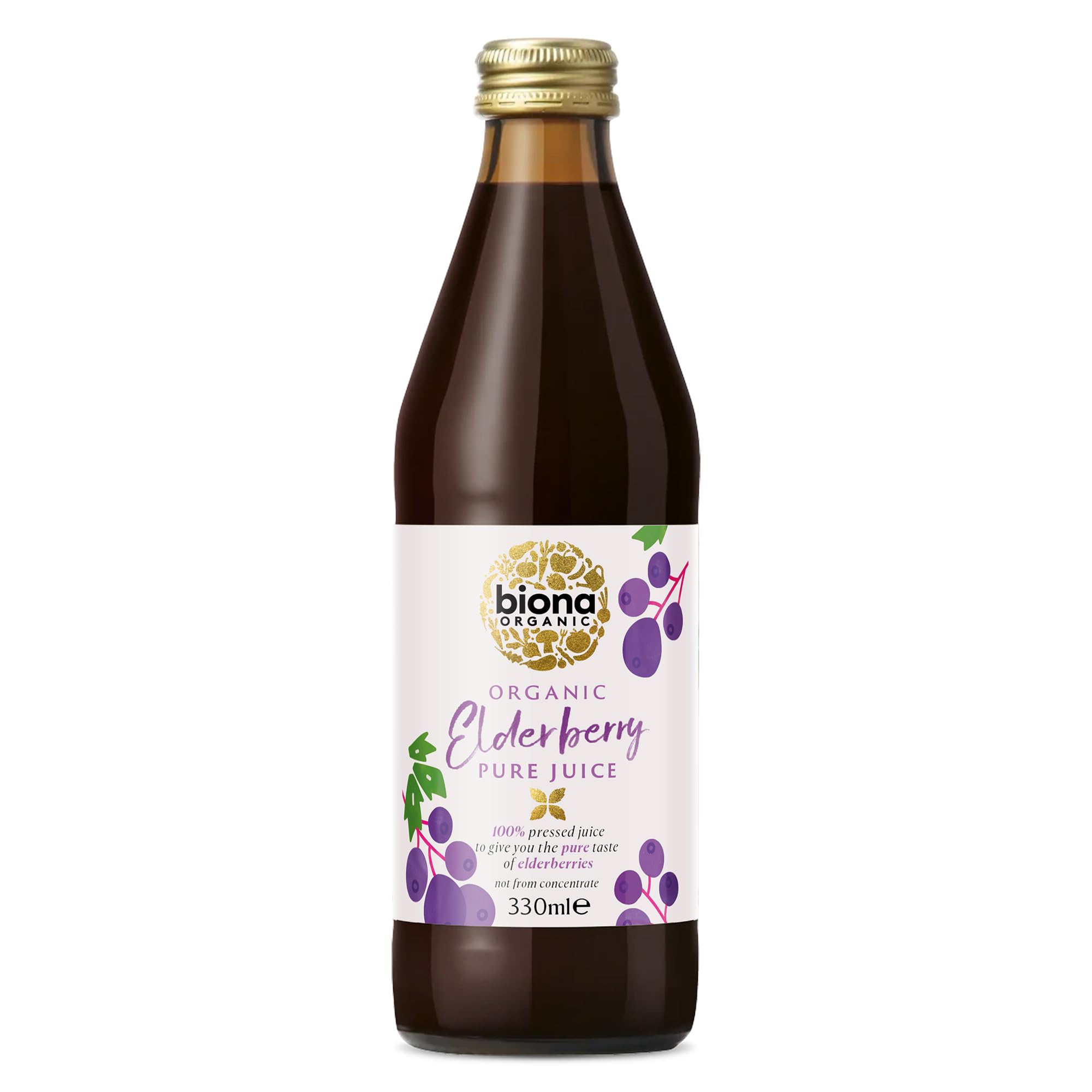 Biona Organic Elderberry Superjuice - 330ml Natural Juice (Pack of 6)
