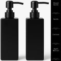 Soap Dispenser Glass Black Matt Pack of 2, 350 ml with Stainless Steel Pump - Detergent Dispenser for Kitchen