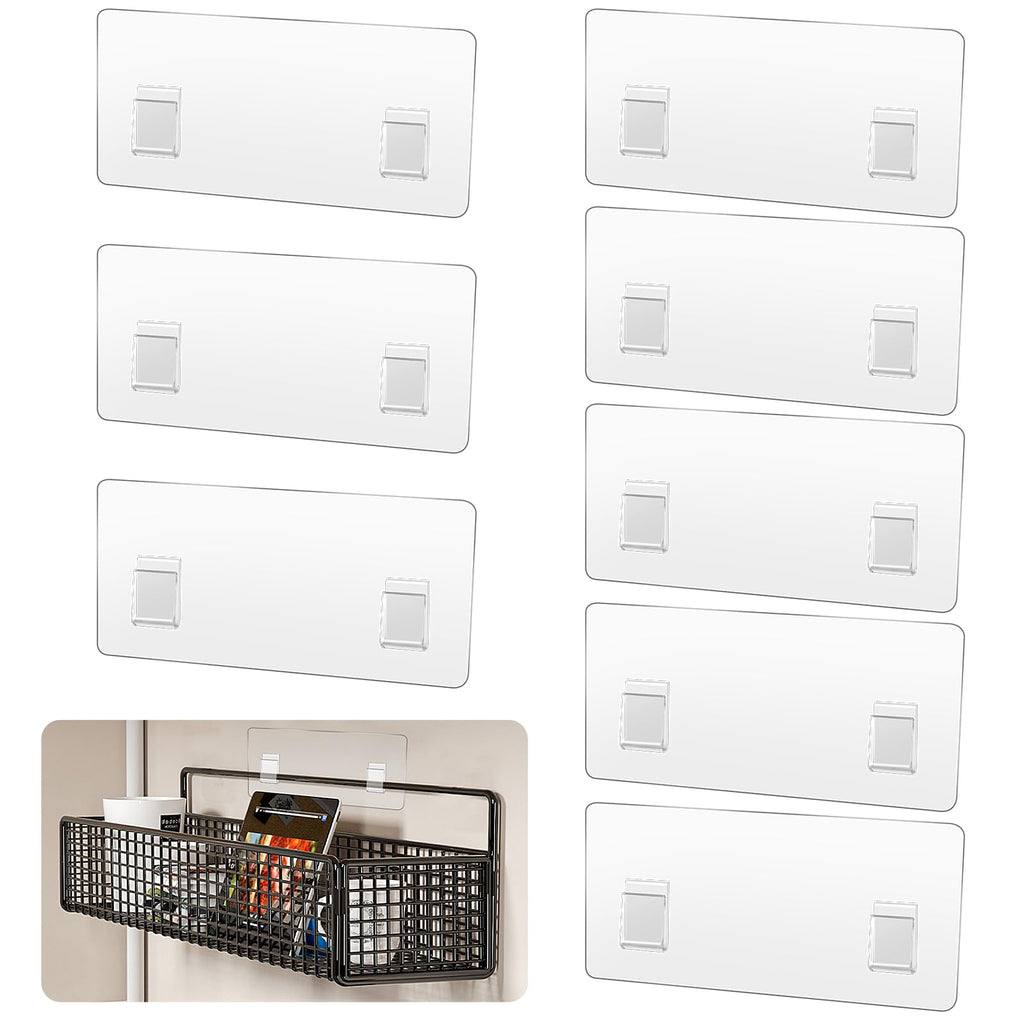 8 Pack Shower Caddy Hook, Clear Adhesive Replacement - No Drilling Waterproof Wall Strong Strips for Corner Storage, Bathroom Shelves and Kitchen Rack - image 1