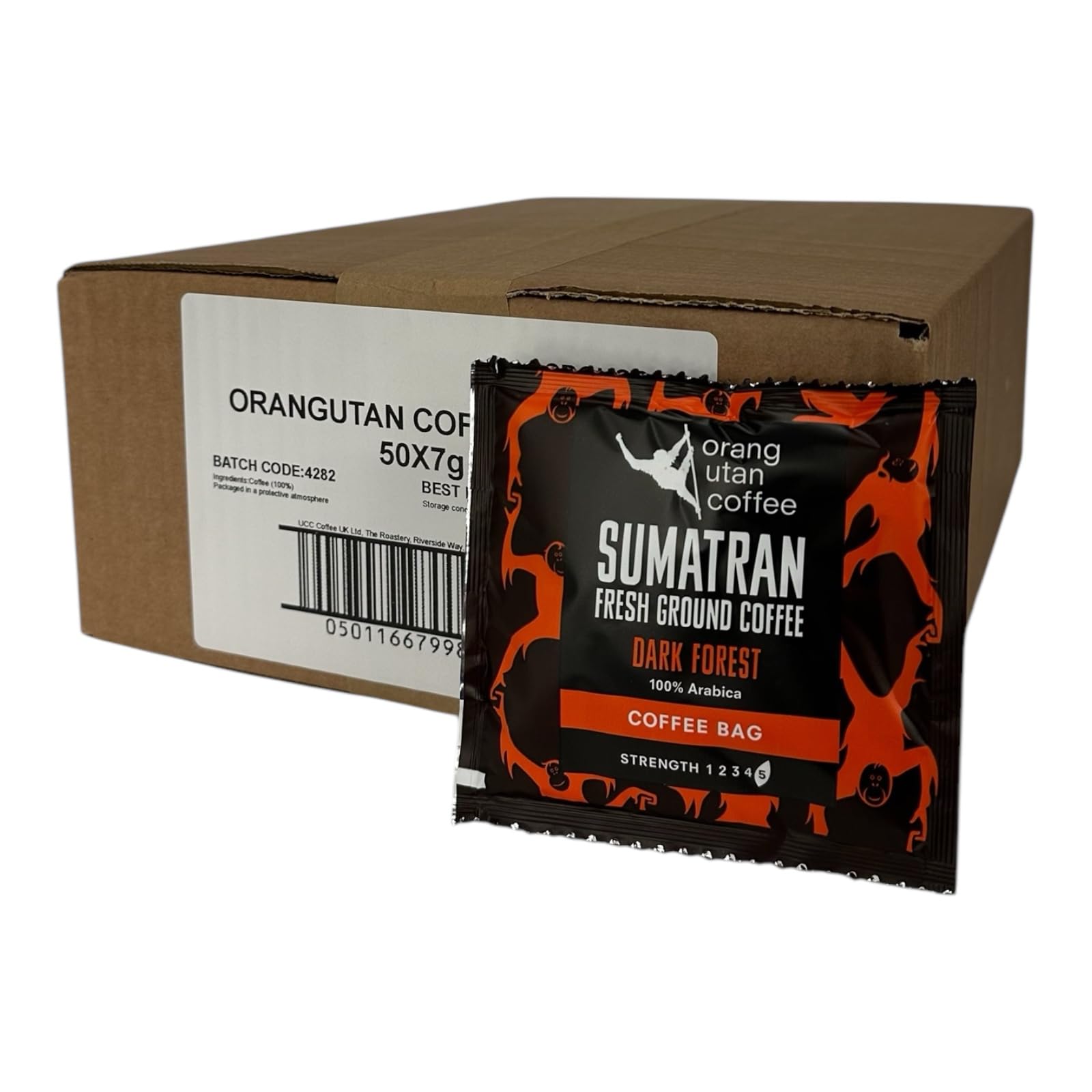 Orangutan Coffee Sumatran Dark Forest Coffee Bags - 50 x 7g Single Serve