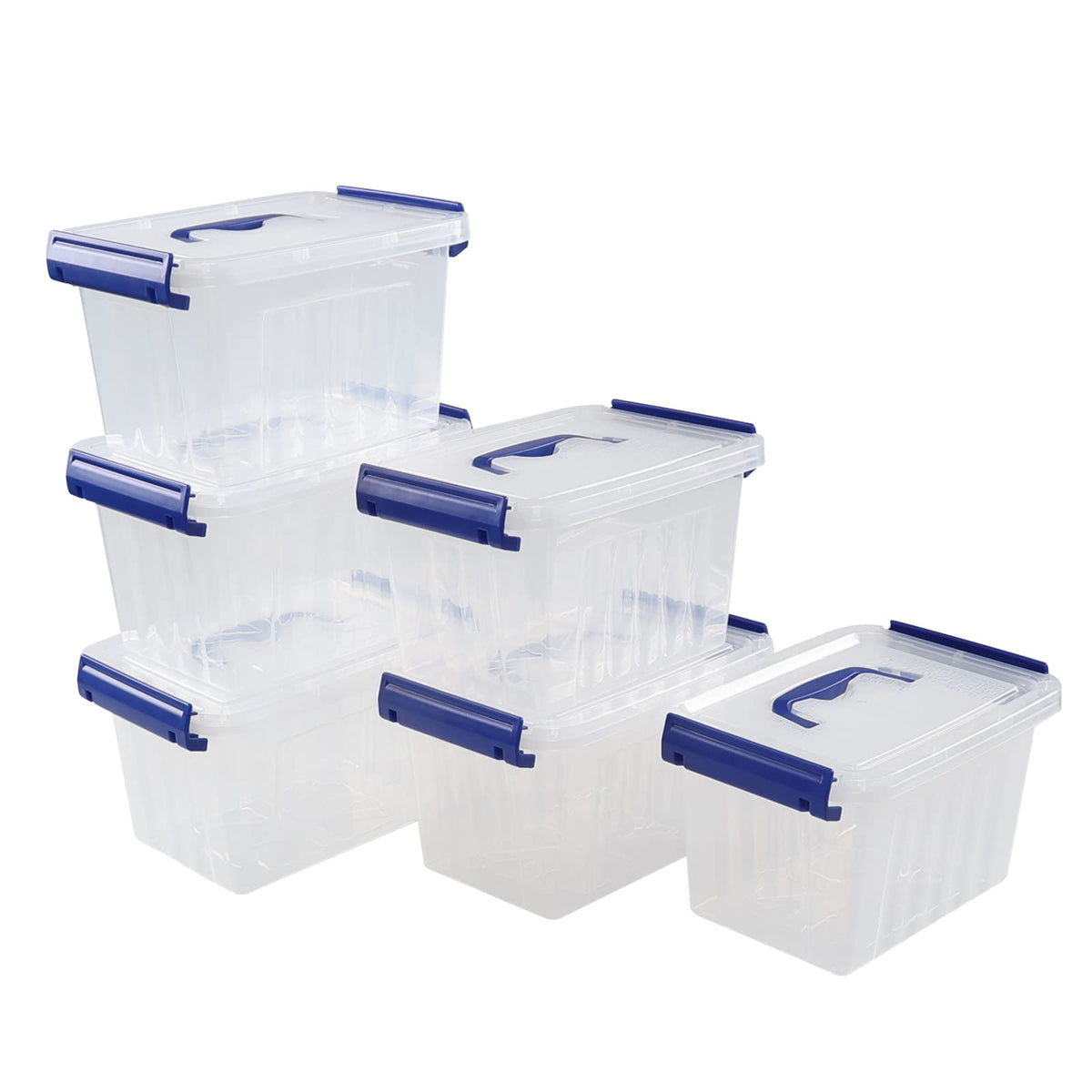Bblina Clear Plastic Storage Boxes, 3 Liter Small Boxes with Lids, 6 Pack