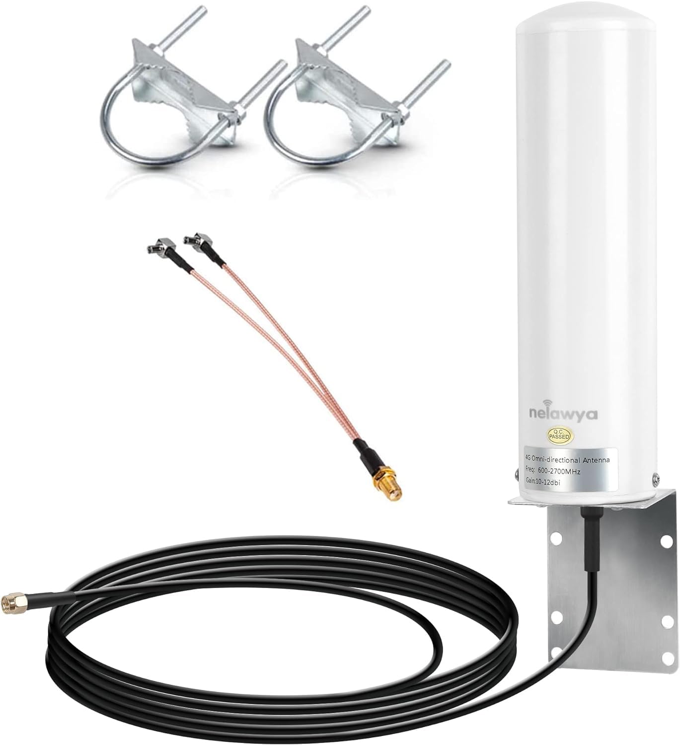 Nelawya 4G LTE Outdoor Antenna | 12dBi High Gain Omni-Directional SMA/TS9