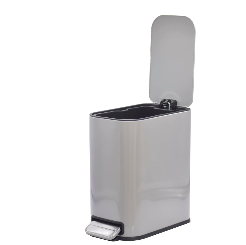 FurnitureXtra™ Slim Design Powder Coated Soft Close Pedal Bin, Plastic Inner bucket, ABS lid White, 5L - image 2