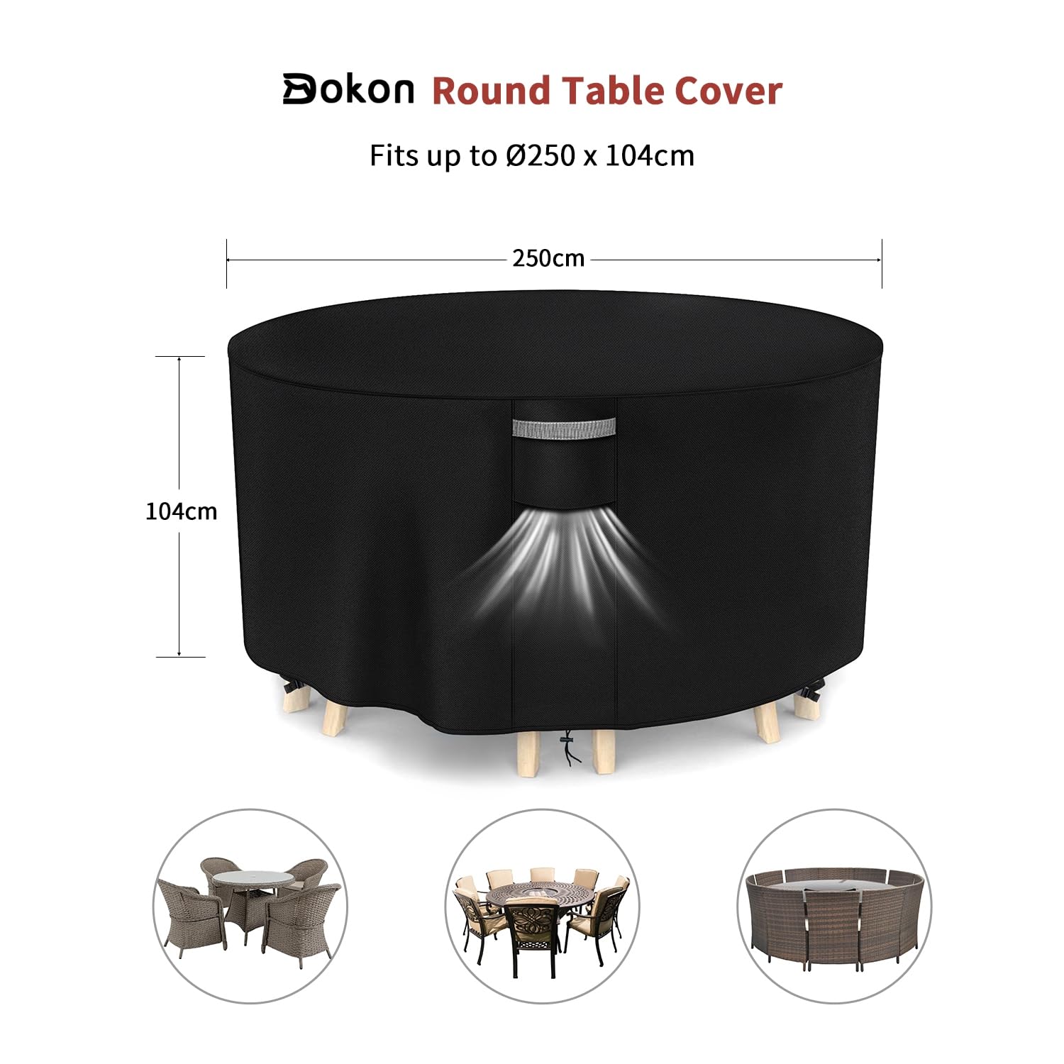 Dokon Round Garden Furniture Cover | 420D Oxford Waterproof Patio Set