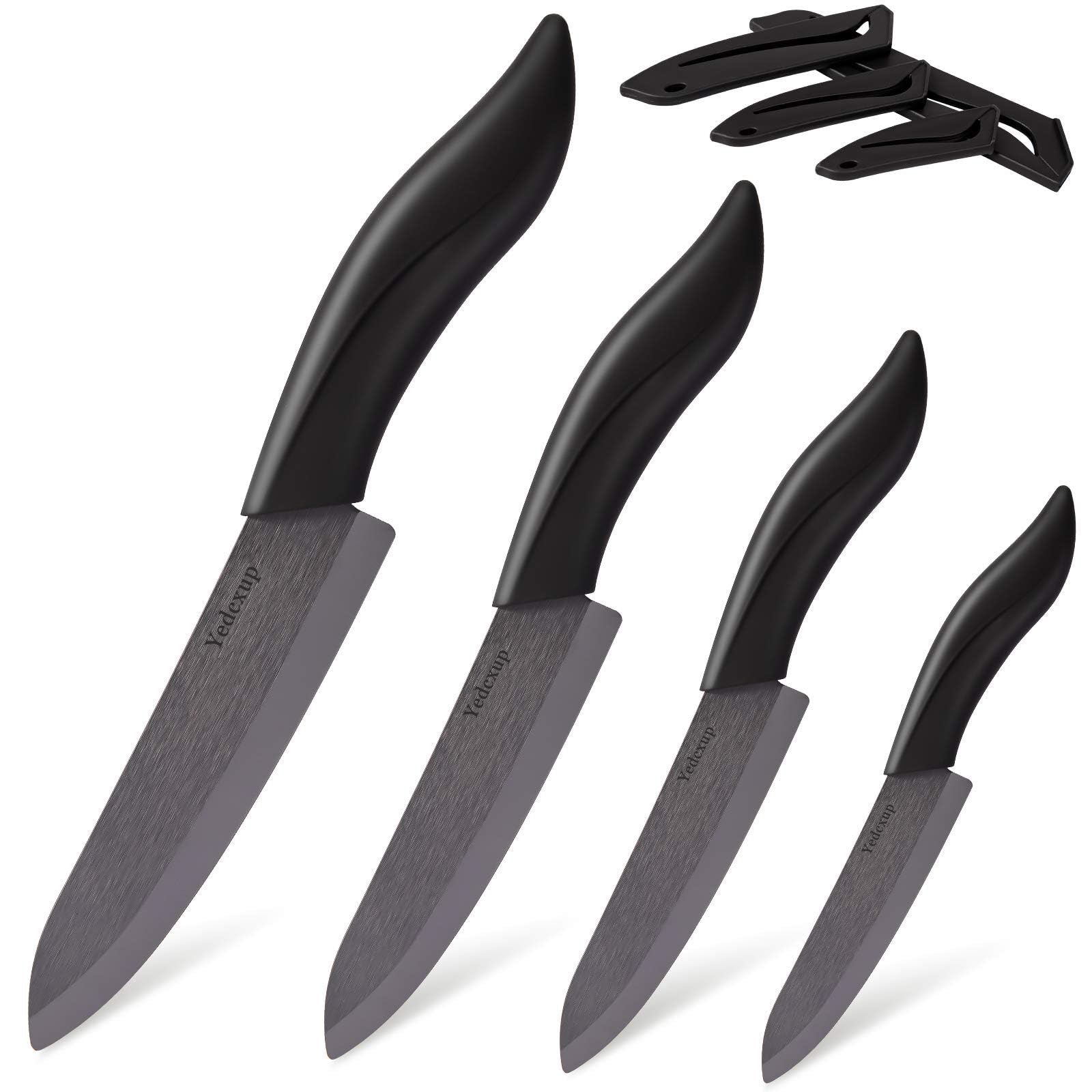 Jolof Store Ceramic Chef's Knife Set - 4-Piece Professional Black Cutlery